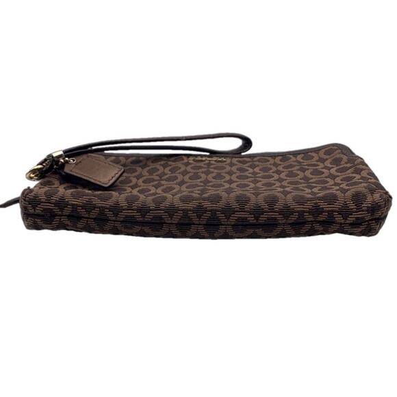 COACH Brown Double Canvas Wristlet - Picture 3 of 10